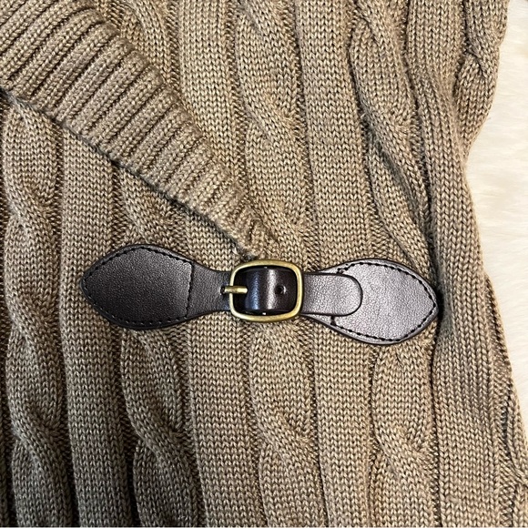 Calvin Klein cableknit v-neck tan sweater dress - Picture 3 of 4